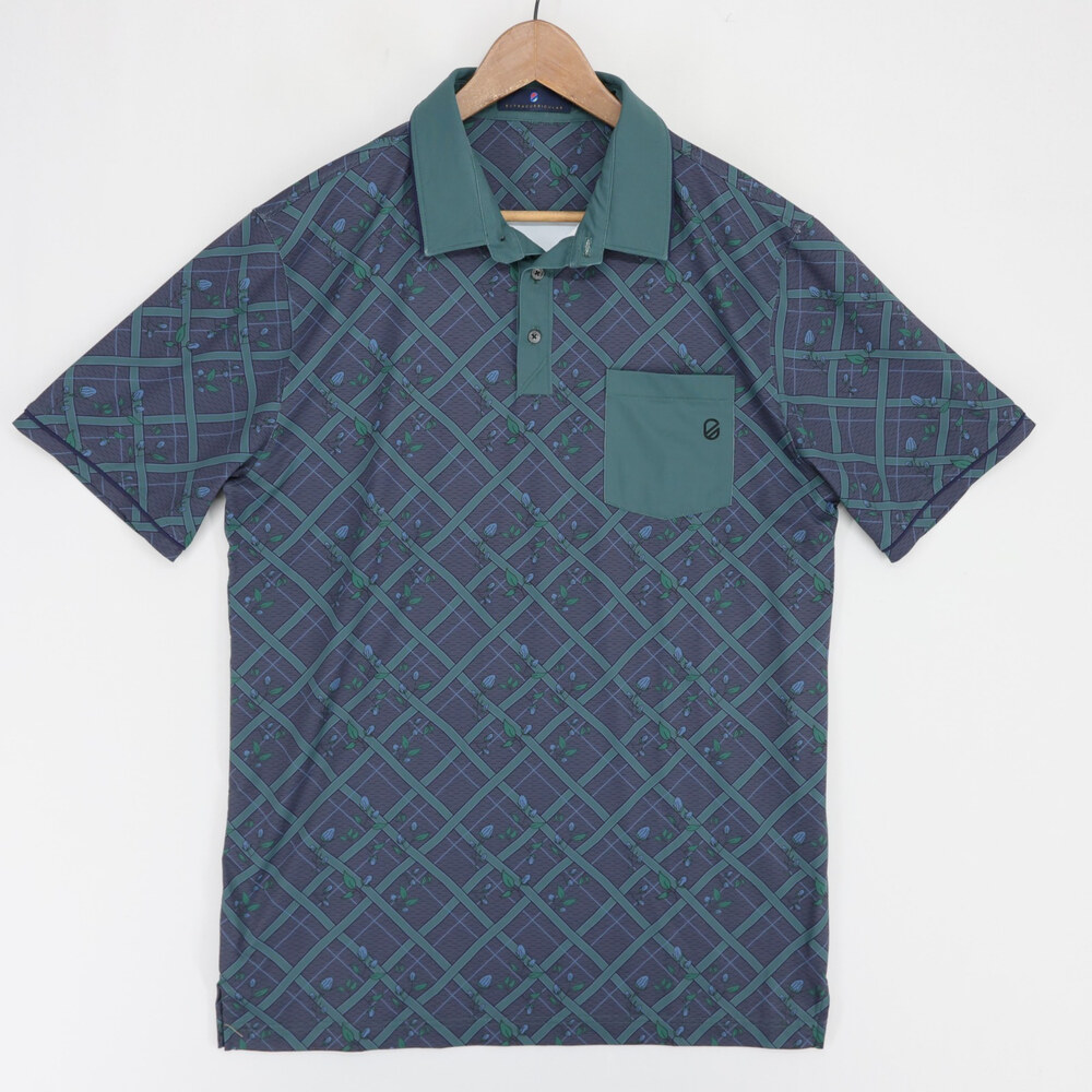 Extracurricular Polo Shirt Mens XL Green Trellis Rose Short Sleeve Performance